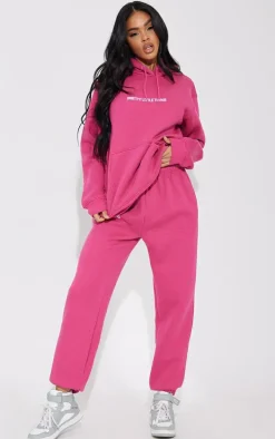 PRETTYLITTLETHING Hot Pink Embroidery Graphic Hoodie