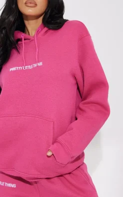 PRETTYLITTLETHING Hot Pink Embroidery Graphic Hoodie