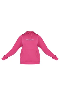 PRETTYLITTLETHING Hot Pink Embroidery Graphic Hoodie