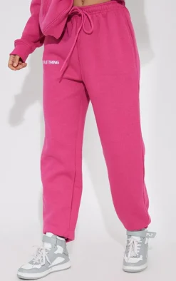 PRETTYLITTLETHING Hot Pink Graphic Embroidery Sweatpants