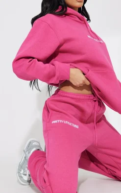 PRETTYLITTLETHING Hot Pink Graphic Embroidery Sweatpants