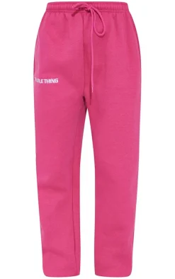 PRETTYLITTLETHING Hot Pink Graphic Embroidery Sweatpants