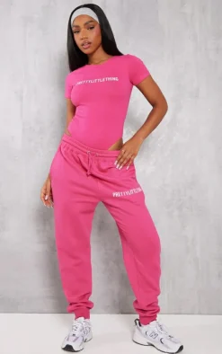 PRETTYLITTLETHING Hot Pink High Waist Cuffed Sweatpant