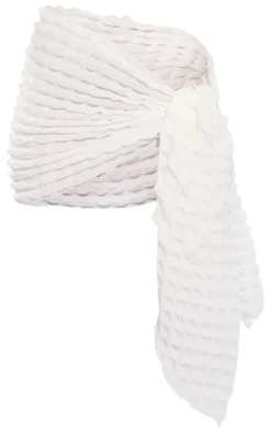 PRETTYLITTLETHING Ivory Bubble Textured Tie Side Beach Sarong