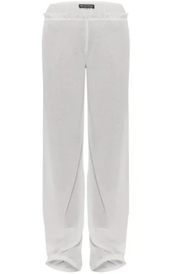 PRETTYLITTLETHING Ivory Sheer Burnout Mesh Straight Leg Pants