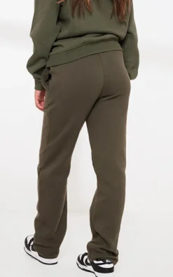 PRETTYLITTLETHING Khaki Badge Logo Detail Straight Leg Sweatpants