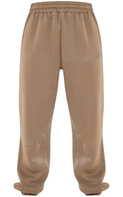 PRETTYLITTLETHING Khaki Embroidered Oversized Cuffed Sweatpants