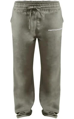 PRETTYLITTLETHING Khaki Straight Leg Logo Sweatpants