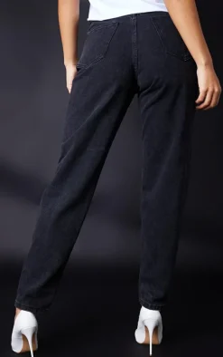 PRETTYLITTLETHING L30 Washed Black Mom Jeans