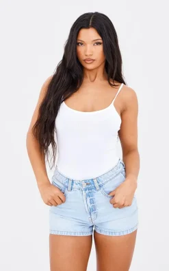 PRETTYLITTLETHING Light Blue Wash Basic Denim Shorts