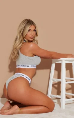 PRETTYLITTLETHING Light Grey Racer Back Bra