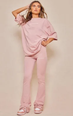 PRETTYLITTLETHING Light Pink Printed Flared Pants