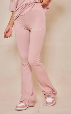 PRETTYLITTLETHING Light Pink Printed Flared Pants