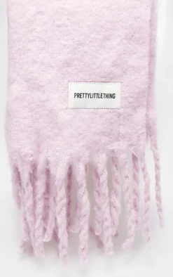 PRETTYLITTLETHING Lilac Logo Blanket Tassel Scarf