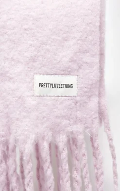PRETTYLITTLETHING Lilac Logo Blanket Tassel Scarf