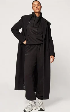 PRETTYLITTLETHING Logo Black Est 2012 Cuffed Sweatpants