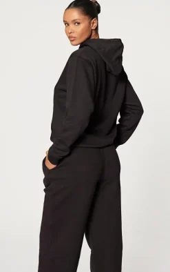 PRETTYLITTLETHING Logo Black Est 2012 Oversized Fit Hoodie