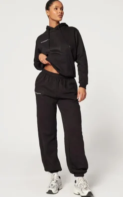 PRETTYLITTLETHING Logo Black Est 2012 Oversized Fit Hoodie