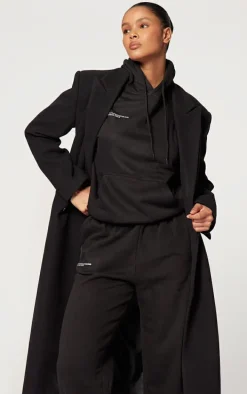 PRETTYLITTLETHING Logo Black Est 2012 Oversized Fit Hoodie