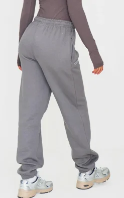 PRETTYLITTLETHING Logo Charcoal Grey Est 2012 Cuffed Sweatpants