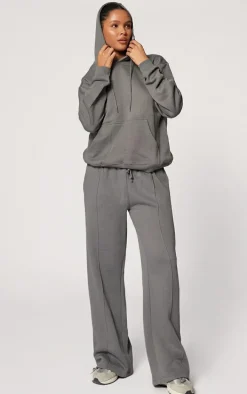 PRETTYLITTLETHING Logo Charcoal Grey Est 2012 Oversized Fit Hoodie