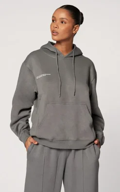 PRETTYLITTLETHING Logo Charcoal Grey Est 2012 Oversized Fit Hoodie