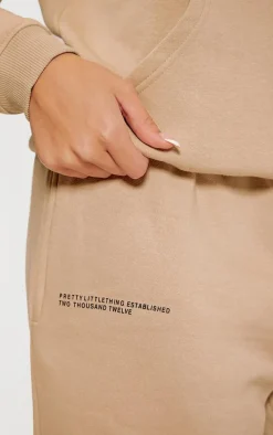 PRETTYLITTLETHING Logo Sand Est 2012 Cuffed Sweatpants