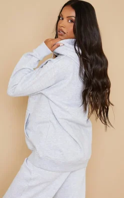 PRETTYLITTLETHING Maternity Grey Embroided Detail Hoodie