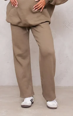 PRETTYLITTLETHING Maternity Khaki Embroidered Wide Leg Sweatpants