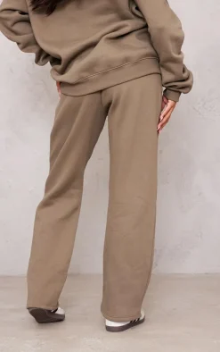 PRETTYLITTLETHING Maternity Khaki Embroidered Wide Leg Sweatpants