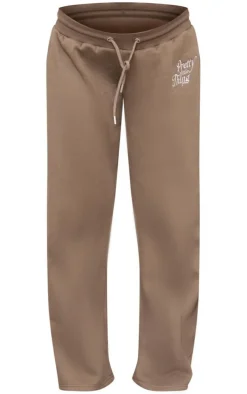 PRETTYLITTLETHING Maternity Khaki Embroidered Wide Leg Sweatpants