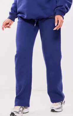 PRETTYLITTLETHING Maternity Navy Embroidered Wide Leg Sweatpants