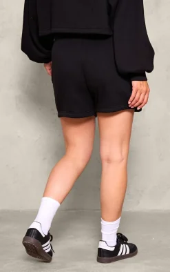 PRETTYLITTLETHING Maternity Black Sweat Shorts