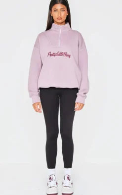 PRETTYLITTLETHING Mauve Half Zip Sweatshirt