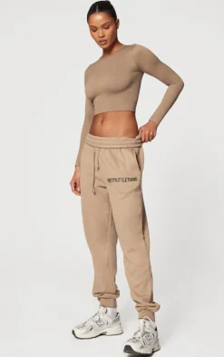 PRETTYLITTLETHING Mocha Cuffed High Waisted Sweatpants