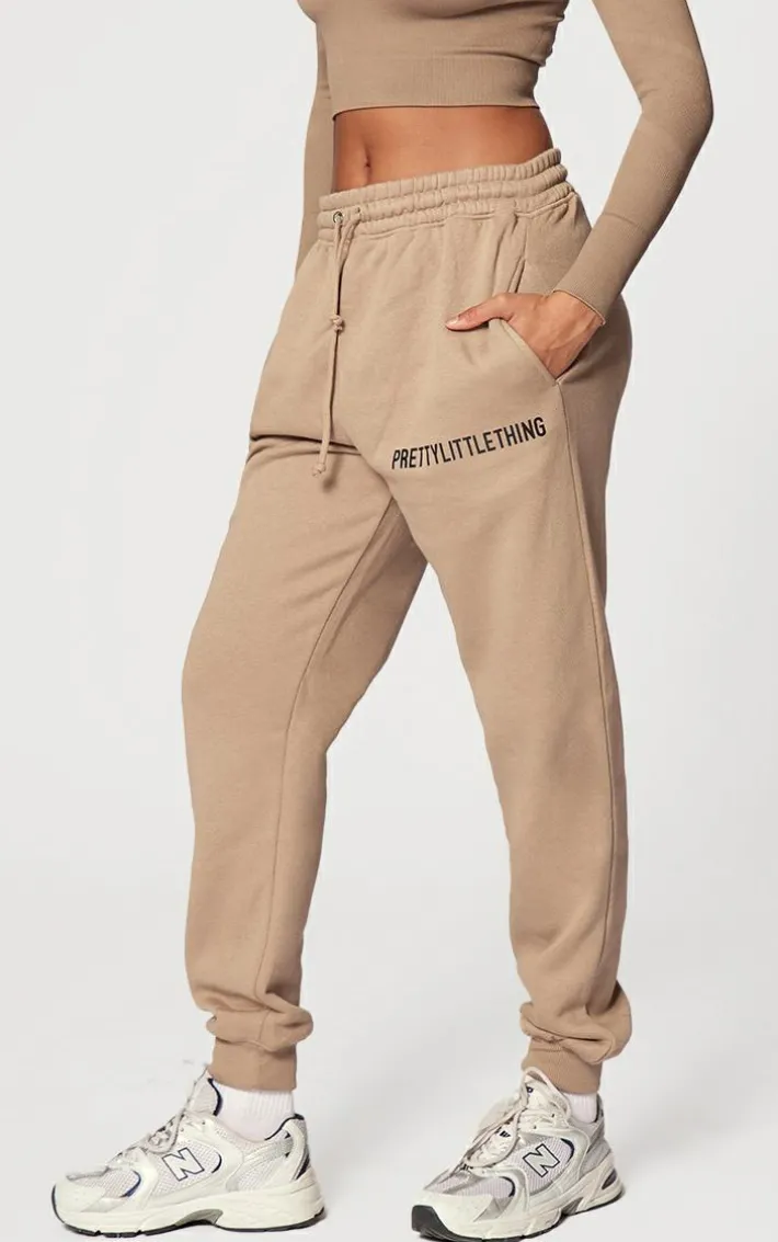 PRETTYLITTLETHING Mocha Cuffed High Waisted Sweatpants