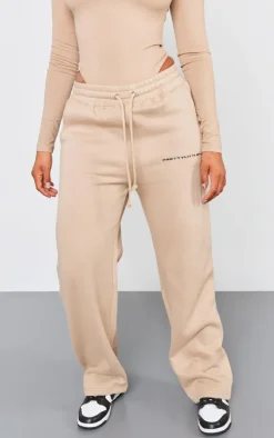 PRETTYLITTLETHING Mocha Logo Straight Leg Sweatpants