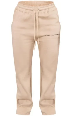 PRETTYLITTLETHING Mocha Logo Straight Leg Sweatpants