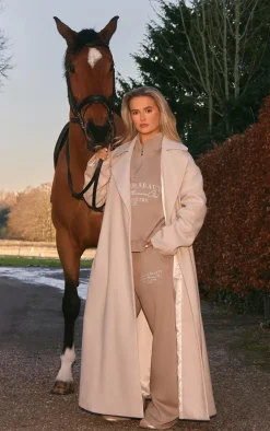 PRETTYLITTLETHING Mocha Logo Embroidered Half Zip Sweatshirt