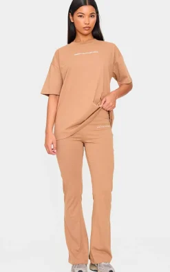 PRETTYLITTLETHING Mocha Printed Flared Pants