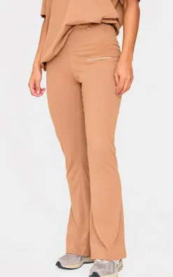 PRETTYLITTLETHING Mocha Printed Flared Pants
