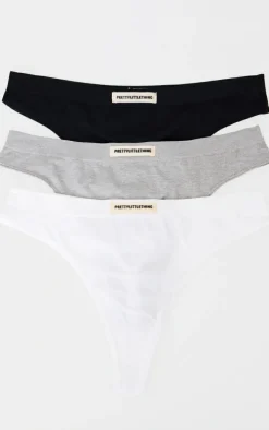 PRETTYLITTLETHING Multi Badge Pack of 3 Thongs