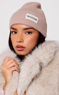 PRETTYLITTLETHING Mushroom Logo Rib Beanie