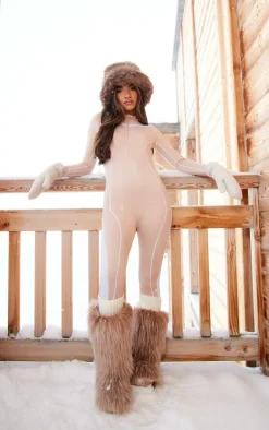 PRETTYLITTLETHING Nude Ski Contrast Seamless Unitard