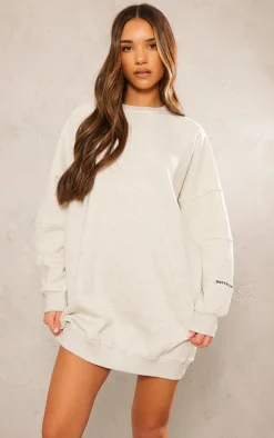 PRETTYLITTLETHING Oatmeal Raglan Sleeve Oversized Sweatshirt