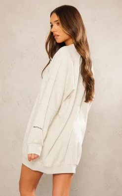 PRETTYLITTLETHING Oatmeal Raglan Sleeve Oversized Sweatshirt