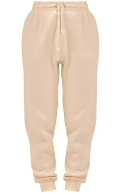 PRETTYLITTLETHING Off White High Waisted Washed Cuffed Sweatpants