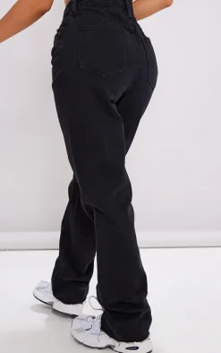 PRETTYLITTLETHING Petite Black Long Leg Straight Jeans