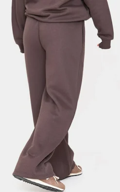 PRETTYLITTLETHING Petite Charcoal Straight Leg Badge Detail Sweatpants