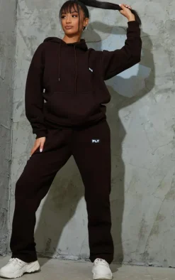 PRETTYLITTLETHING Petite Chocolate Bandage Detail Oversize Hoodie